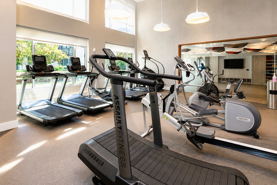 Full Fitness area w/ Weights and Treadmill Area