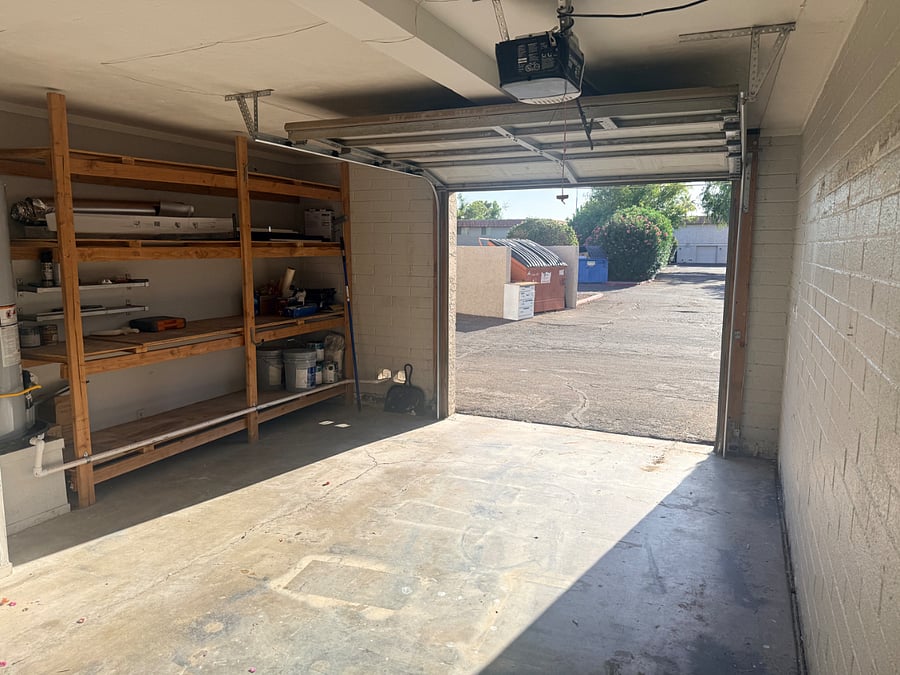 Single car garage and storage space 