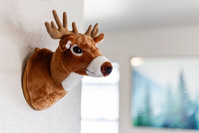 Dont forget to fawn over our stag-geringly handsome resident deer! He and his friends add to the fun mountain decor in the home!