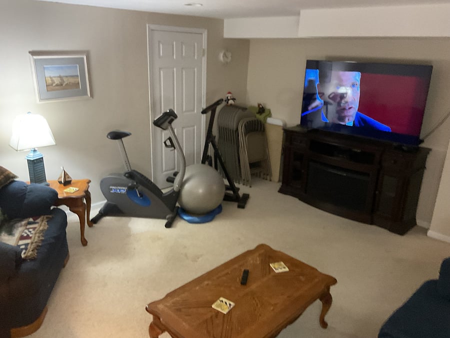Workout equipment, fireplace & 65" Smart TV