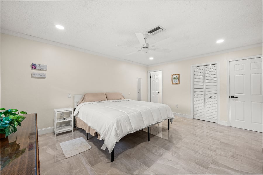Master bedroom with full bathroom.
