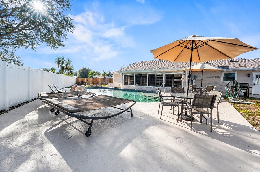 Heated pool with lounge area