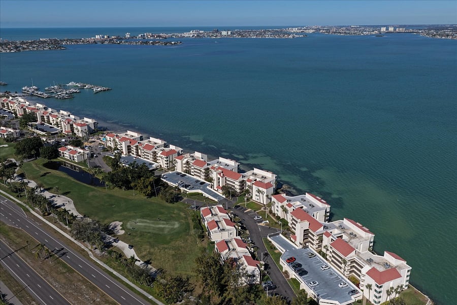 Aerial View of the complex that backs up to Boca Ciega Bay