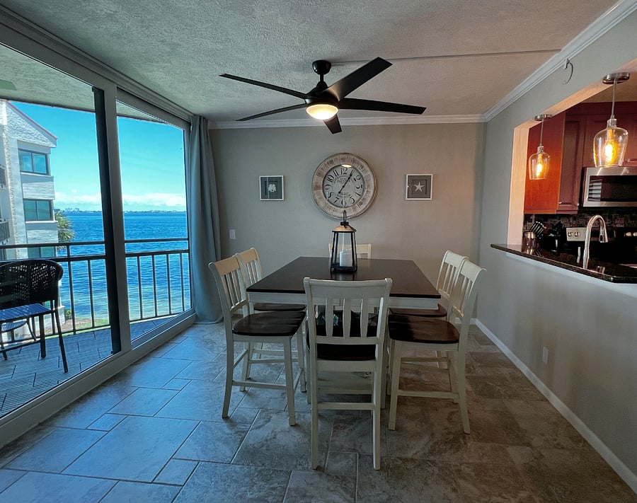 Dining room with a water view!