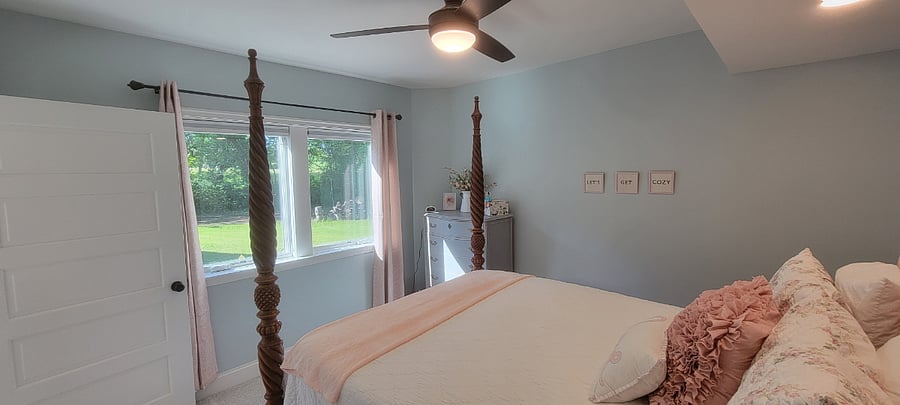Bedroom 1 with blackout shades