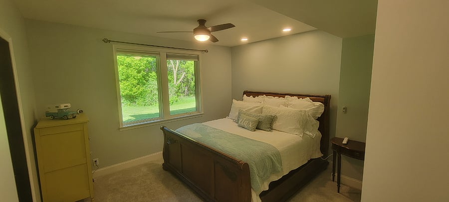 Bedroom 2 with King bed and blackout shades