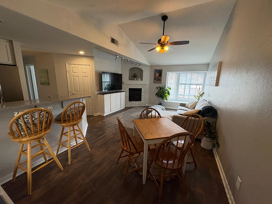 Dining space and bar stools
