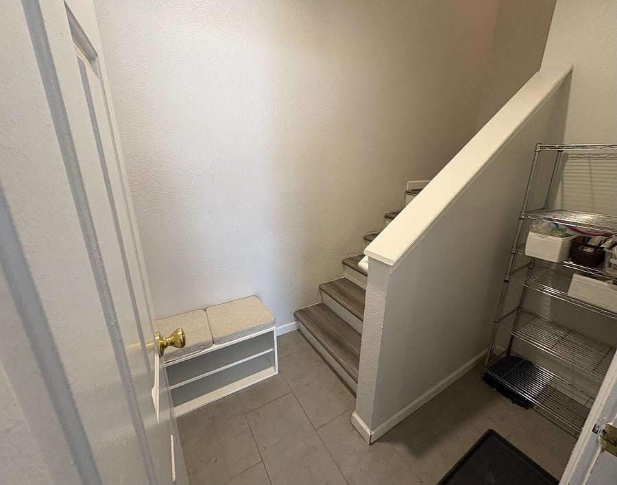 Stairwell and extra storage from garage
