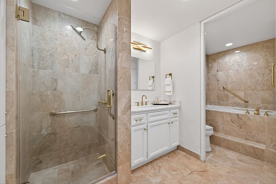 Primary Bath with Abundance of Storage and Jetted Tub
