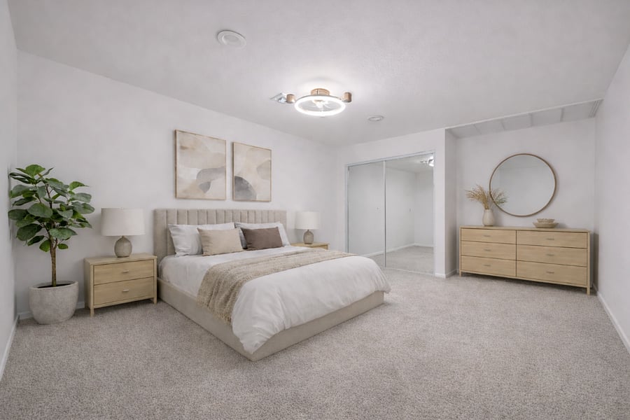 Virtually Staged Third Bedroom with King Size Bed Currently