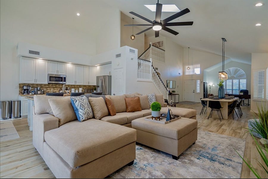Bright and open w/vaulted ceilings and sky lights