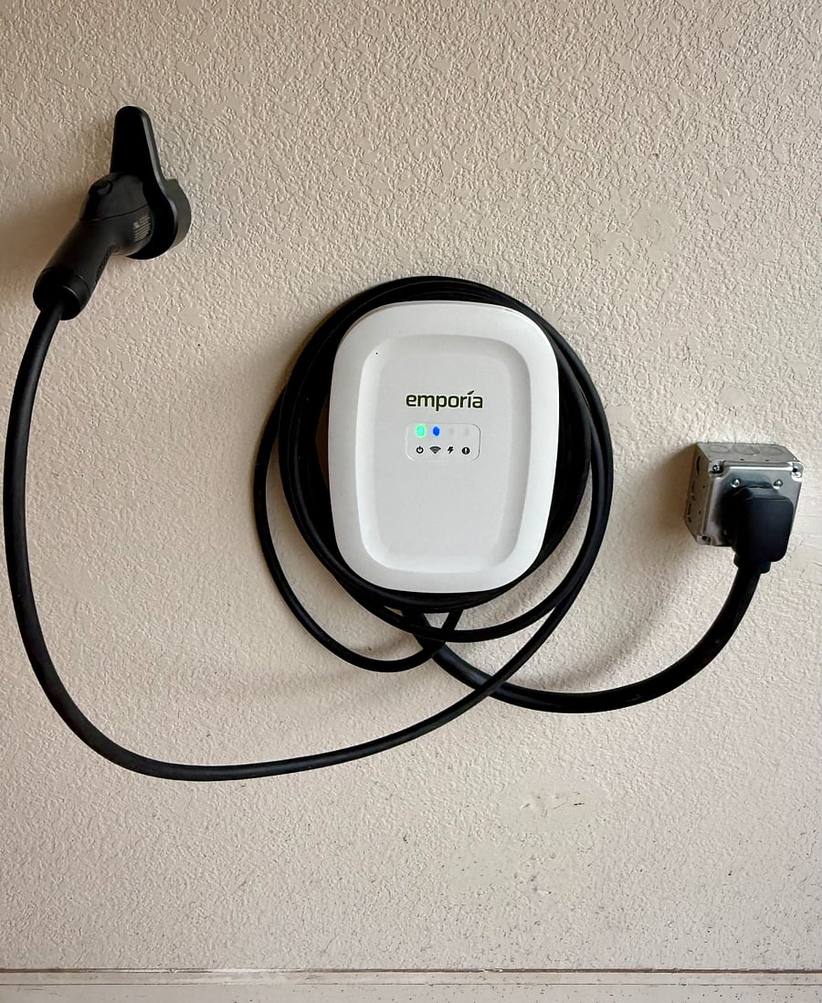 NEW universal EV charger in the 2-car garage