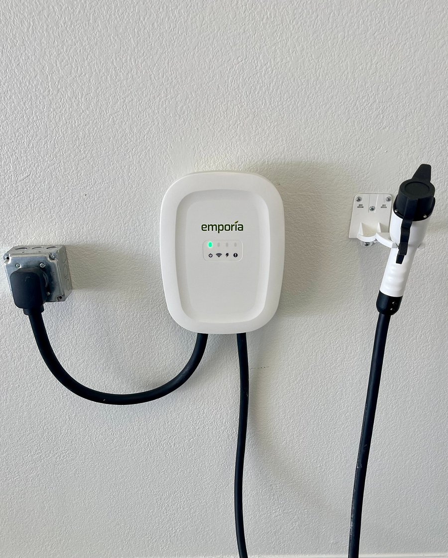 Universal EV charger in the 2-car garage