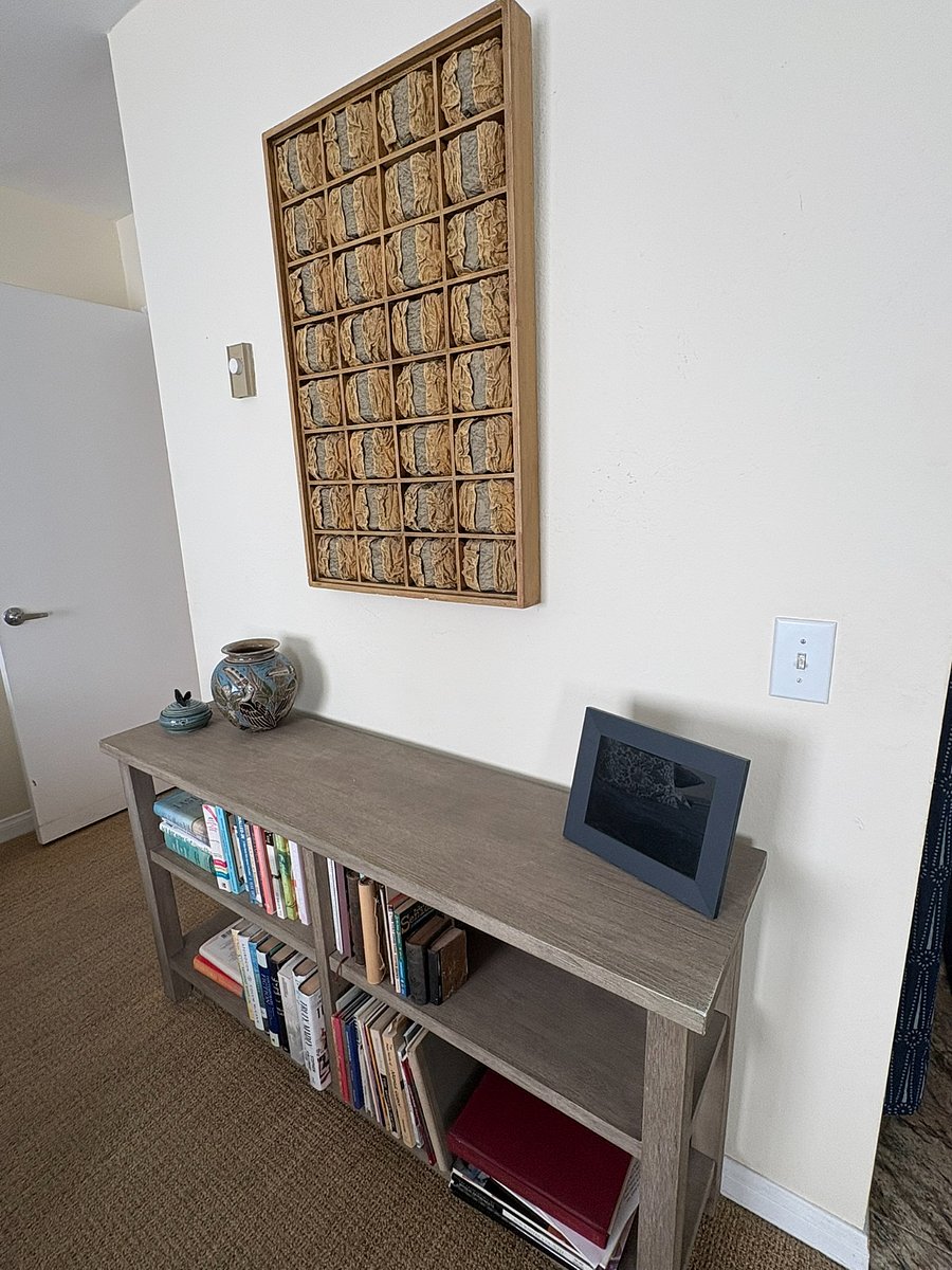 Apartment is decorated with original art pieces