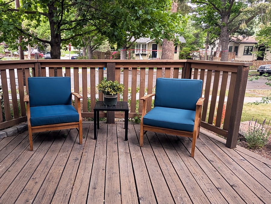 Side deck with chairs