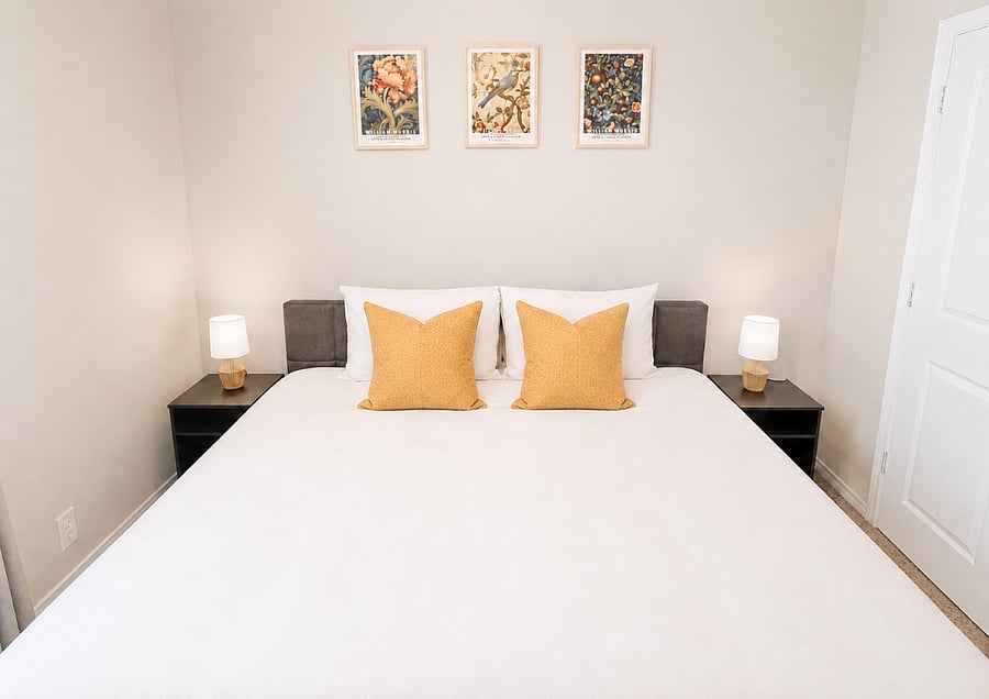 Bedroom 3 - Spacious King bedroom with soft lighting and comfortable bedding