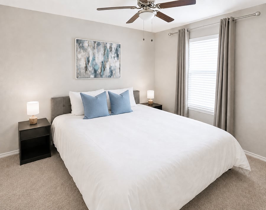 Bedroom 2 - Spacious King bedroom with soft lighting and comfortable bedding