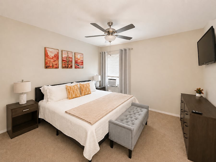 Bedroom 1 - Spacious King bedroom with a smart TV, ensuite bathroom and a walk-in closet
