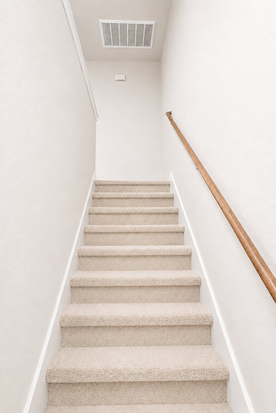 Carpeted staircase leading to the upstairs bedrooms