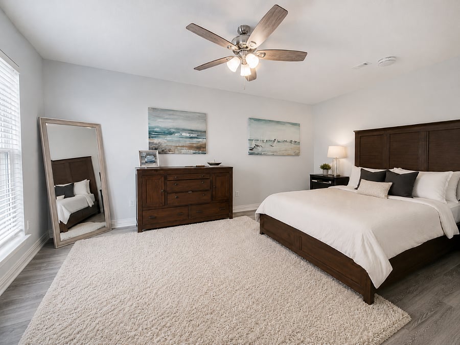 Master Bedroom - decorations subject to change, but furniture and layout will remain