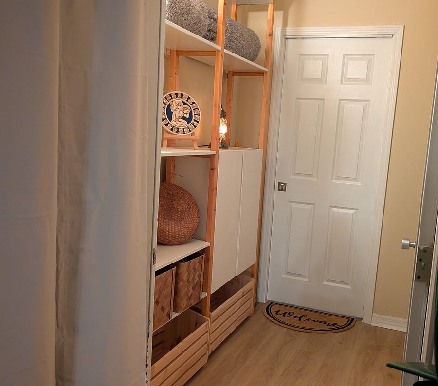 Entry to 1-bedroom studio is from the garage