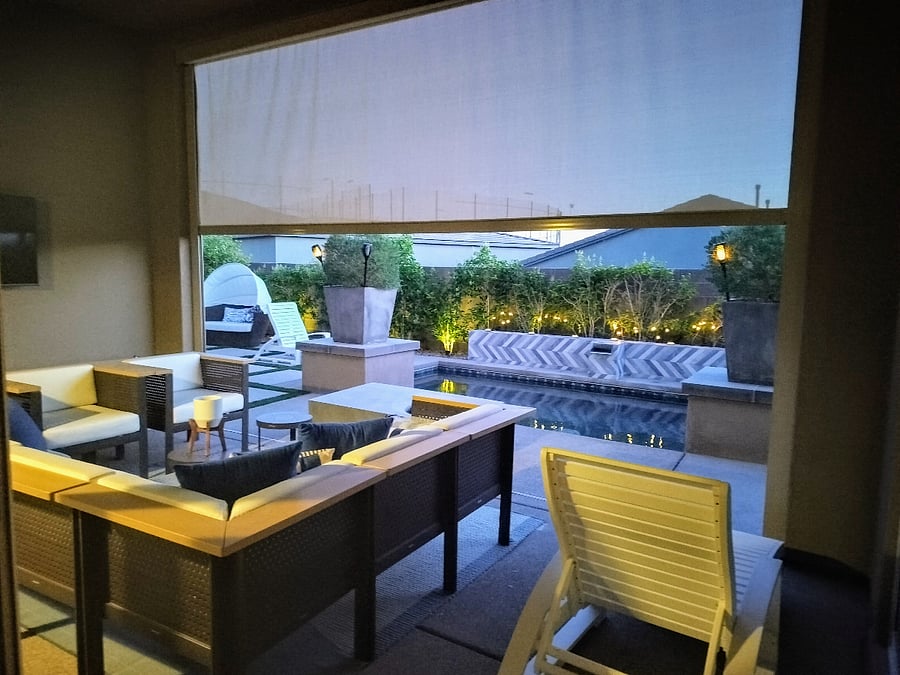 Automatic shade for privacy and sun.
