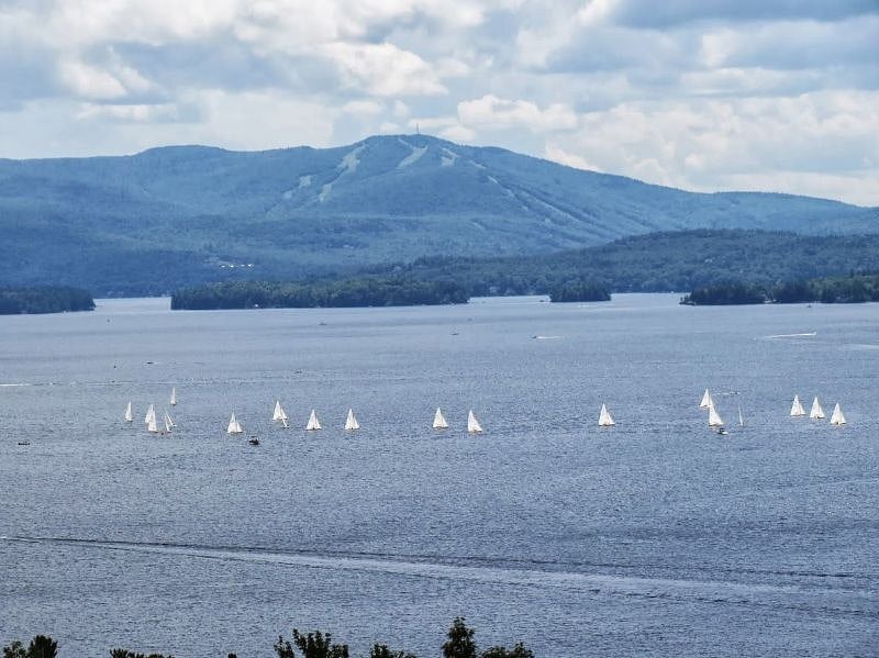 View to Lake and Mt. Sunapee from public trail to this overlook in New London