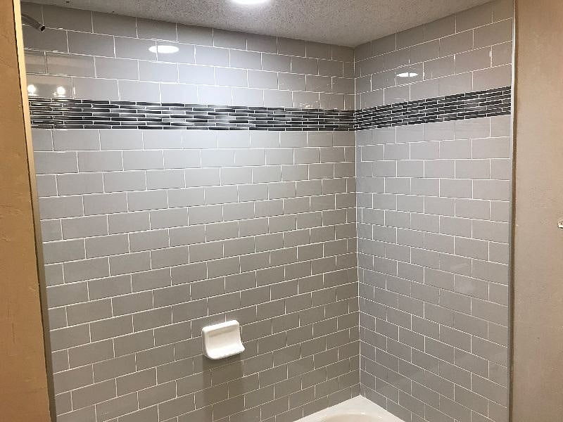 Newly tiled bathroom