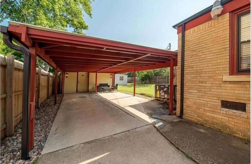 Entrance with carport parking
