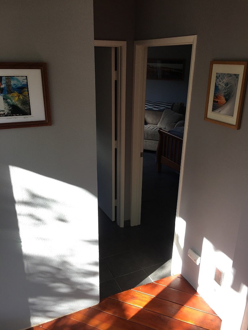 Foyer looking into the studio and bathroom