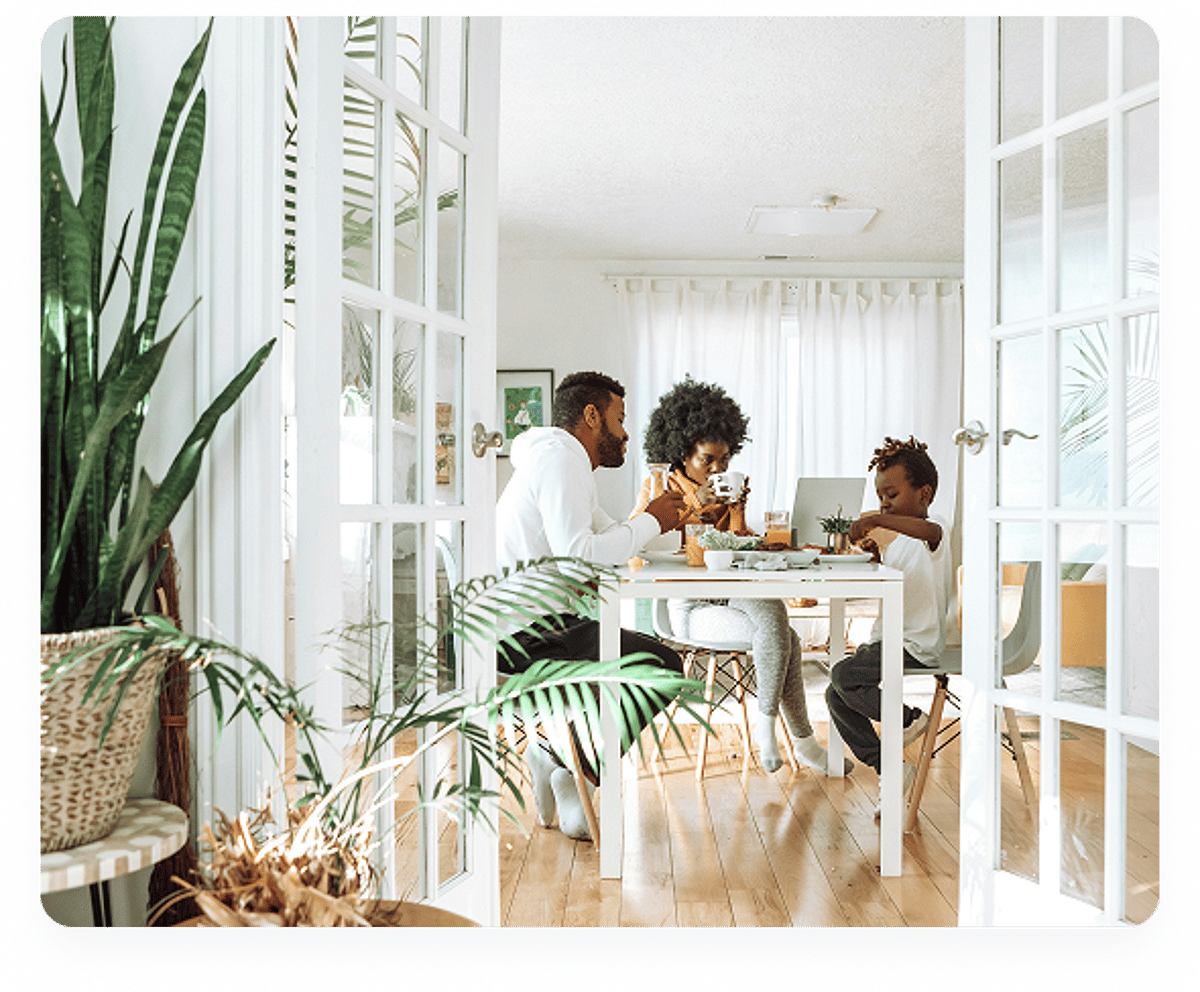 family at dining table